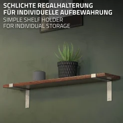 Lot de 2 Equerres d'Etagere murale support robuste en métal gris