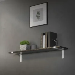 Lot de 2 Equerres d'Etagere murale support robuste en métal blanc