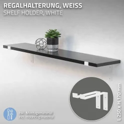Lot de 2 Equerres d'Etagere murale support robuste en métal blanc