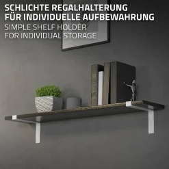 Lot de 2 Equerres d'Etagere murale support robuste en métal blanc