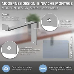 Lot de 2 Equerres d'Etagere murale support robuste en métal gris