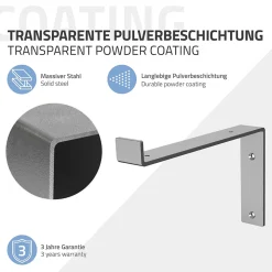 Lot de 2 Equerres d'Etagere murale support robuste en métal gris