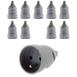 Lot de 10 fiches femelles 16A 2P+T - Gris - Zenitech