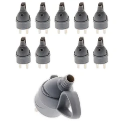 Lot de 10 fiches mâles anneau -16A 2P+T - Gris - Zenitech