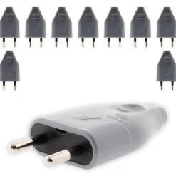 Lot de 10 fiches mâles 2P 6A - Gris - Zenitech