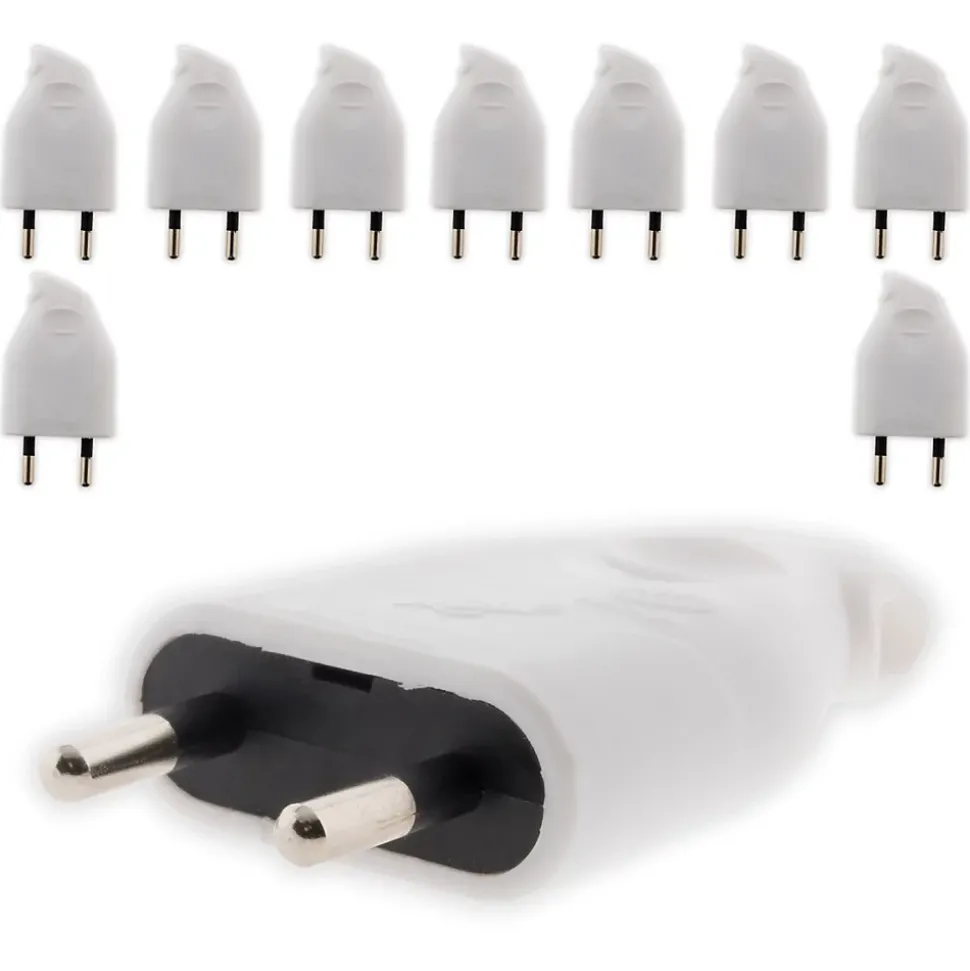 Lot de 10 fiches mâles 2P 6A latérales - Blanc - Zenitech