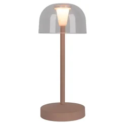 Lot de 2 lampes de table LED rechargeables Gomba extérieur intérieur métal plastique Frosted Almond hauteur 18,5cm