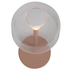 Lot de 2 lampes de table LED rechargeables Gomba extérieur intérieur métal plastique Frosted Almond hauteur 18,5cm