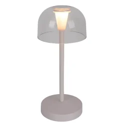 Lot de 2 lampes de table LED rechargeables 'Gomba' pour l'extérieur et l'intérieur, en métal et plastique blanc , hauteur 18,5 cm