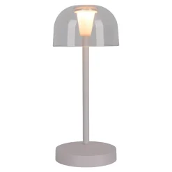 Lot de 2 lampes de table LED rechargeables 'Gomba' pour l'extérieur et l'intérieur, en métal et plastique blanc , hauteur 18,5 cm