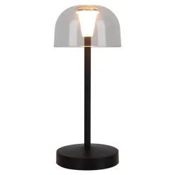Lot de 2 lampes de table LED rechargeables 'Gomba' pour l'extérieur et l'intérieur, en métal et plastique noir , hauteur 18,5 cm