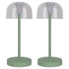 Lot de 2 lampes de table LED rechargeables 'Gomba' pour l'extérieur et l'intérieur, en métal et plastique menthe, hauteur 18,5 cm