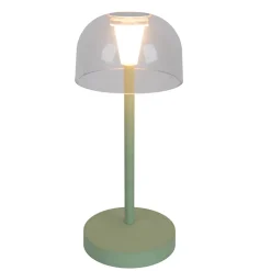 Lot de 2 lampes de table LED rechargeables 'Gomba' pour l'extérieur et l'intérieur, en métal et plastique menthe, hauteur 18,5 cm