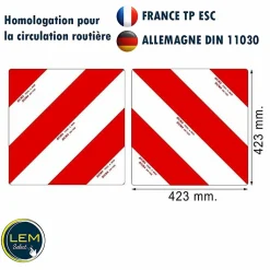 Lot de 2 panneaux carrés 423x423mm en aluminium homologué