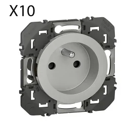 Lot De 10 Prises De Courant 2p+t À Puits Legrand Dooxie 16a Finition Alu