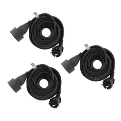 Lot de 3 prolongateurs 16A HO5VV-F 3G1,5mm² - Noir 3m - Zenitech