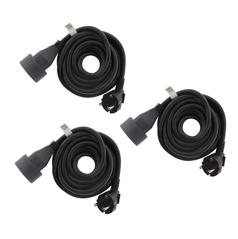 Lot de 3 prolongateurs 16A HO5VV-F 3G1,5mm² - Noir 3m - Zenitech