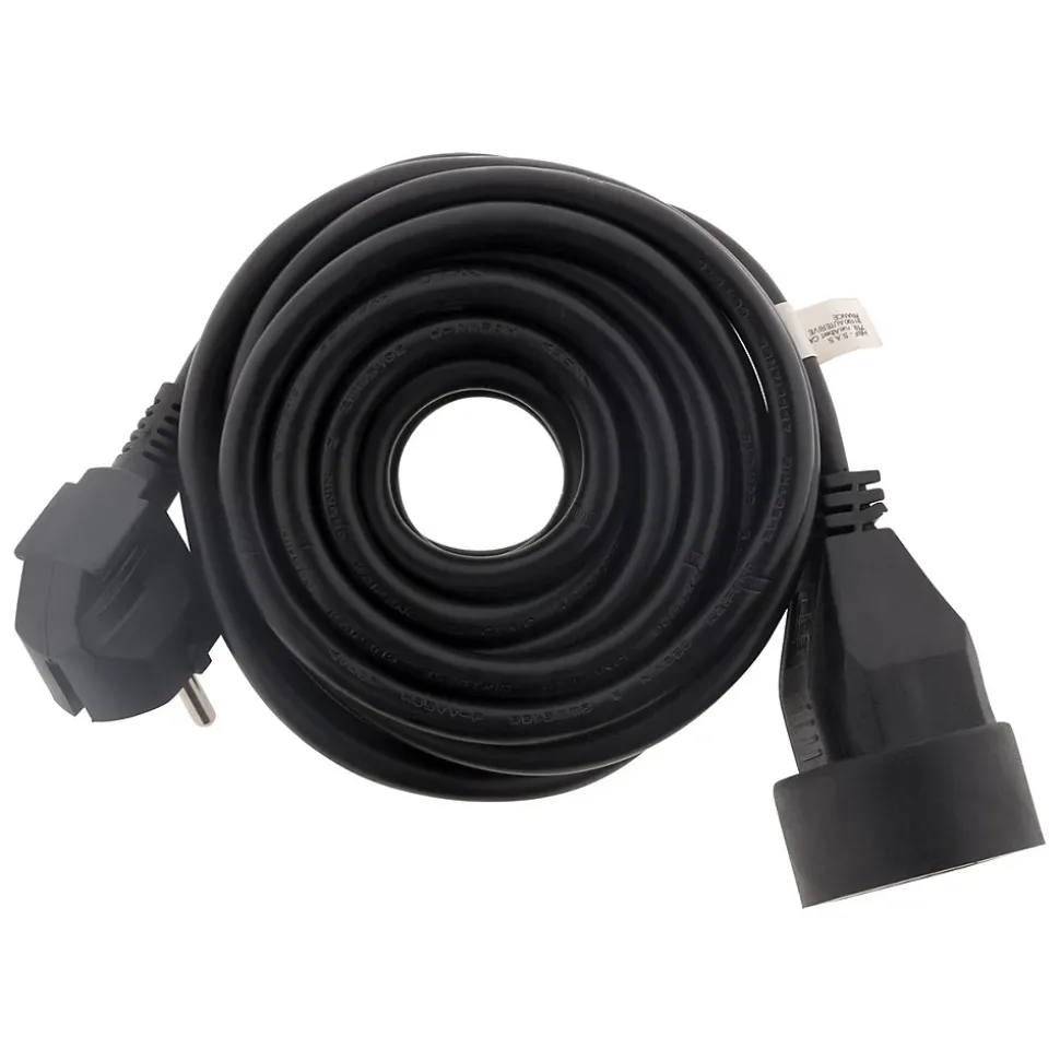 Lot de 3 prolongateurs 16A HO5VV-F 3G1,5mm² - Noir 3m - Zenitech