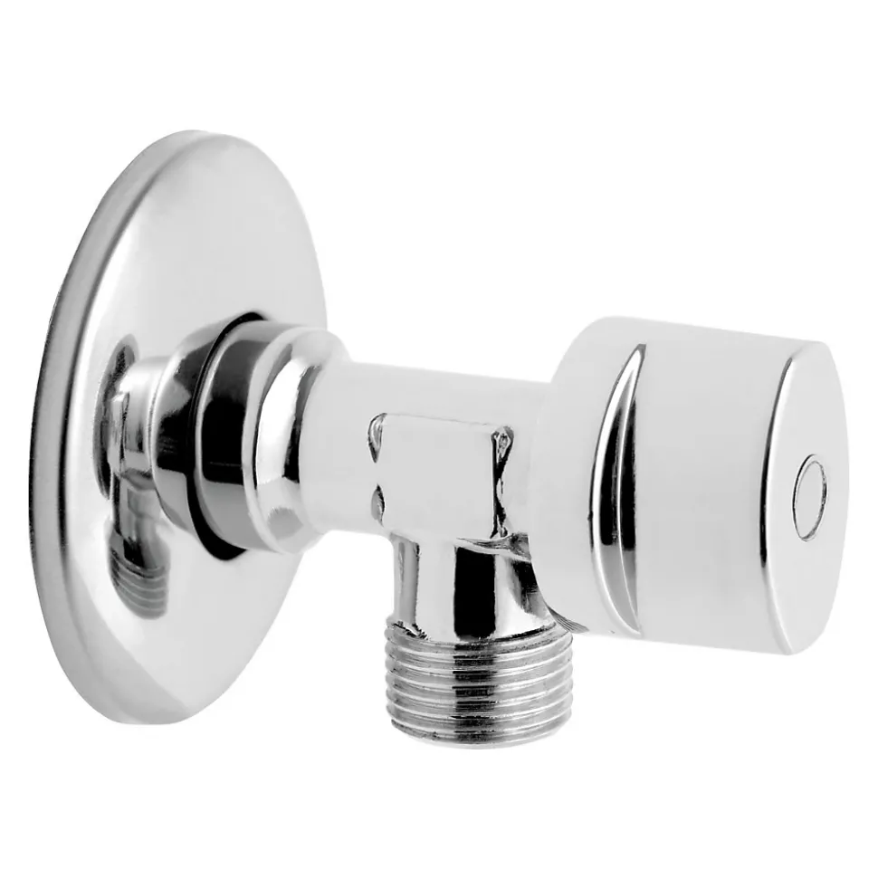 Lot de 1 Robinet vanne d'angle chrome avec rosace 1/2" x 3/8"
