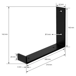Lot de 4 support d'Etagere murale équerre fixation en métal noir