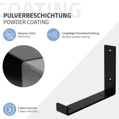 Lot de 4 support d'Etagere murale équerre fixation en métal noir
