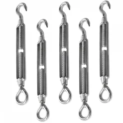 Lot de 5 tendeurs de fil réglables en acier inoxydable - Crochet et oeillet - M6 - Linxor
