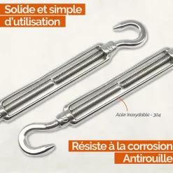 Lot de 5 tendeurs de fil réglables en acier inoxydable - Double crochets - M5 - Linxor