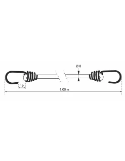 Lot de 2 tendeurs en caoutchouc à crochets, 8mmx1m, rouge - THIRARD