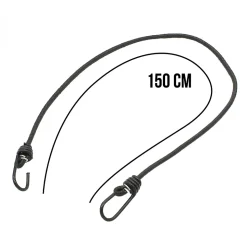 Lot de 10 tendeurs sandows élastiques avec 2 crochets - 150 cm - Noir - Linxor