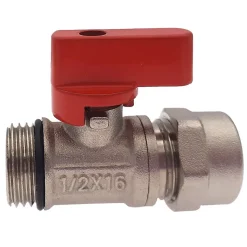 Lot de 1 Vanne à bille sphérique 1/2"x16 pour tube PER diam16 Rouge