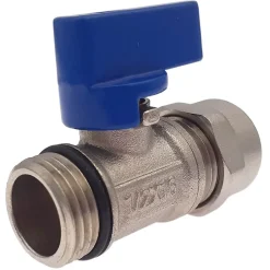 Lot de 1 Vanne à bille sphérique 1/2"x16 pour tube PER diam16 Bleu