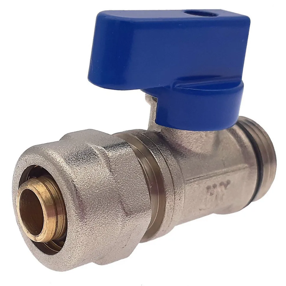 Lot de 1 Vanne à bille sphérique 1/2"x16 pour tube PER diam16 Bleu