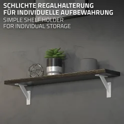 Lot 2 Equerres d'Etagere suspendue support mural en aluminium