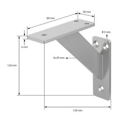 Lot 2 Equerres d'Etagere suspendue support mural en aluminium