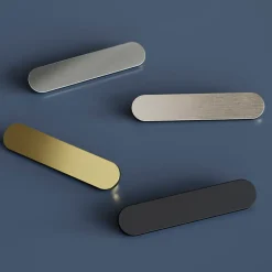 Lot 6 poignées de meuble arrondi GoodHome Minzh aluminium effet nickel satin gris l.121mm x l.25mm x H. 16mm entraxe 96mm