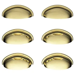 Lot 6 poignées de meuble demi-ronde GoodHome Armel effet laiton doré l.79mm x l.28mm x H. 26mm entraxe 64mm