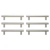 Lot 6 poignées de meuble en T GoodHome Dizel acier effet nickel satin gris l.168mm x l.12mm x H. 35mm entraxe 128mm