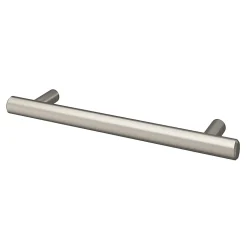 Lot 6 poignées de meuble en T GoodHome Dizel acier effet nickel satin gris l.168mm x l.12mm x H. 35mm entraxe 128mm