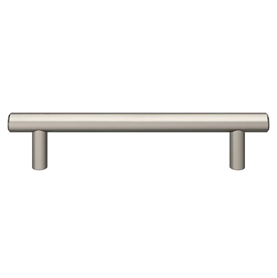 Lot 6 poignées de meuble en T GoodHome Dizel acier effet nickel satin gris l.168mm x l.12mm x H. 35mm entraxe 128mm