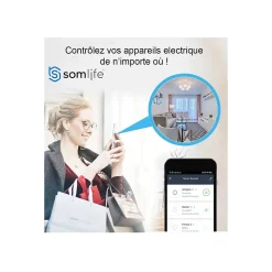 Lot 4 prises connectées SomLife application tuya smart life controle de consomation Compatible avec Alexa/Google Home