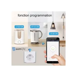Lot 2 prises connectées SomLife application tuya smart life controle de consomation Compatible avec Alexa/Google Home