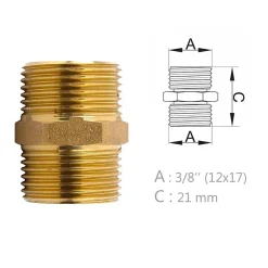 Mamelon laiton égal mâle mâle à visser diam 3/8" - lot de 5