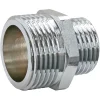 Mamelon réduit laiton chromé Mâle 15/21 (1/2") - Mâle 12/17 (3/8"), lot de 2