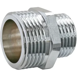 Mamelon réduit laiton chromé Mâle 15/21 (1/2") - Mâle 12/17 (3/8"), lot de 2