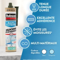 Mastic bain et cuisine Rubson transparent 280ml