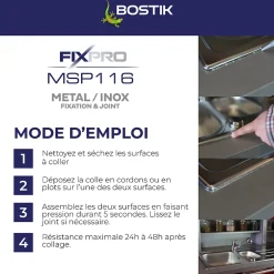 Mastic colle métal et inox Bostik 290 ml