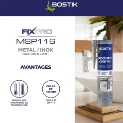 Mastic colle métal et inox Bostik 290 ml