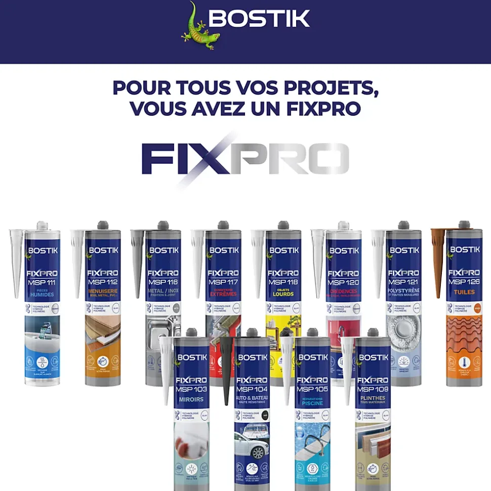 Mastic colle tuiles Bostik 290 ml coloris brique