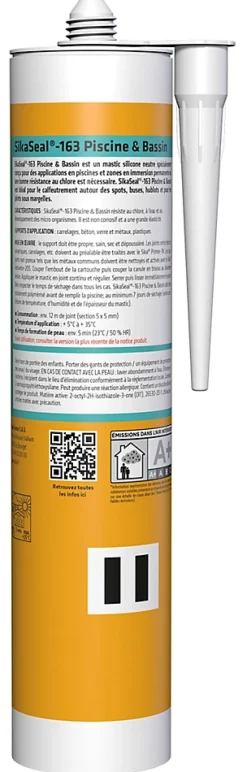 Mastic silicone spécial immersion Gris SikaSeal 163 Piscine 300mL Sika