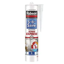 Mastic silicone transparent salle de bain saine séchage express 280 ml Rubson